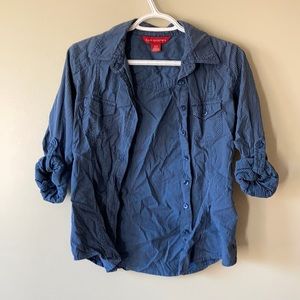 Blue striped button up whit adjustable sleeves